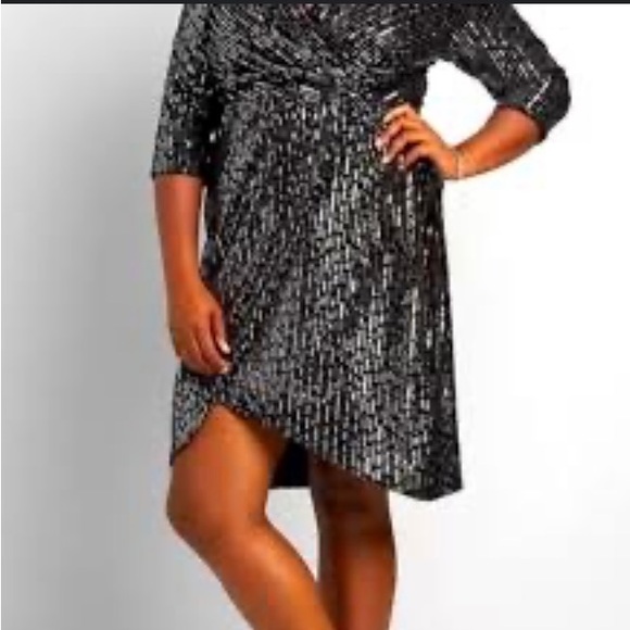 LaneBryant Black Velvet holiday sheath dress covered in sequin. EUC worn once. - Picture 4 of 8